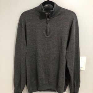 JoS A Bank Merino Wool Quarter Zip Sweater Mens Size L Gray Signature Collection